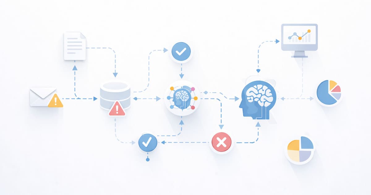AI-assisted operations workflow orchestration diagram showing end-to-end system coordination